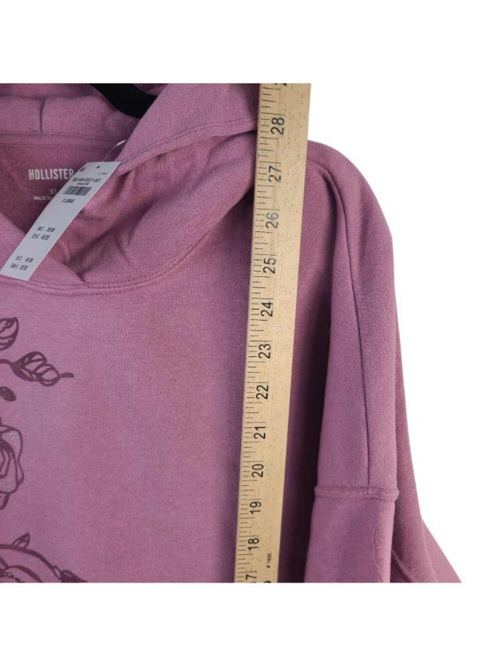 NEW Hollister Women's XL Mauve Hoodie Rose Graphic Design Kangaroo Pocket - Picture 6 of 8